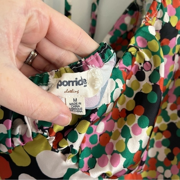 PORRIDGE x ANTHROPOLOGIE *Rare* Puff Sleeve Polka Dot Multicolor Maxi Dress - Picture 9 of 11